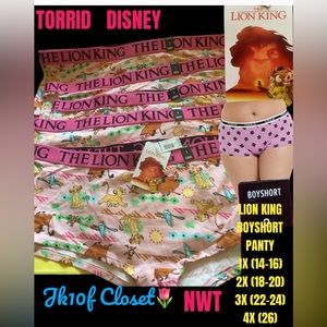 🦁NWT DISNEY LION 🦁 KING 3X or 4X BOYSHORT PANTY